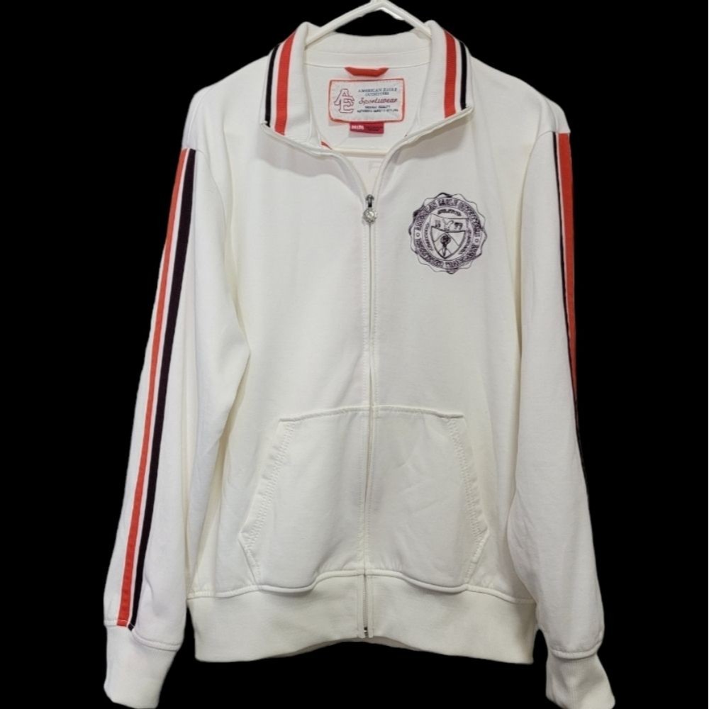 American Eagle Outfitter Varsity Style jacket Size M cream beige  *